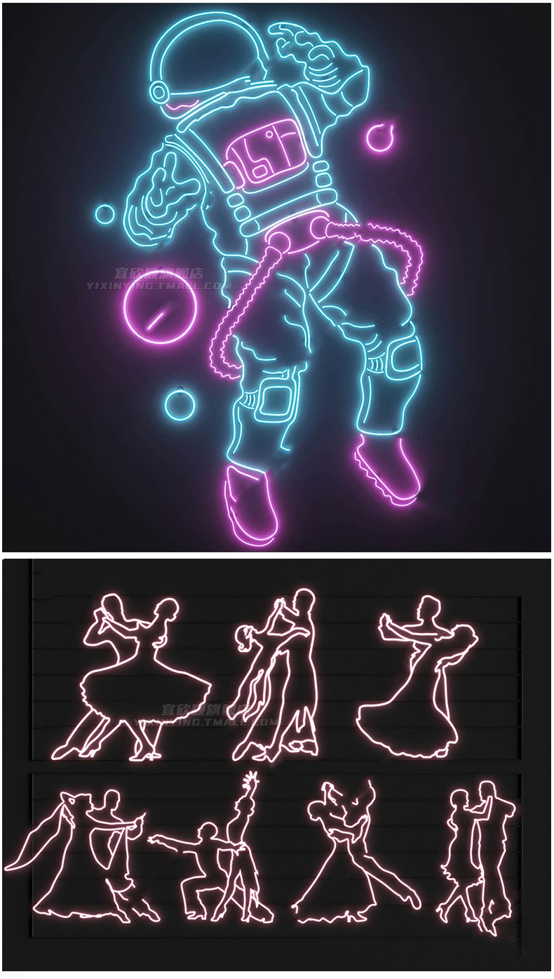 130套草图大师现代霓虹灯SU模型商业街装饰led灯箱牌墙饰发光字招牌 设计素材 sucaiwan.com