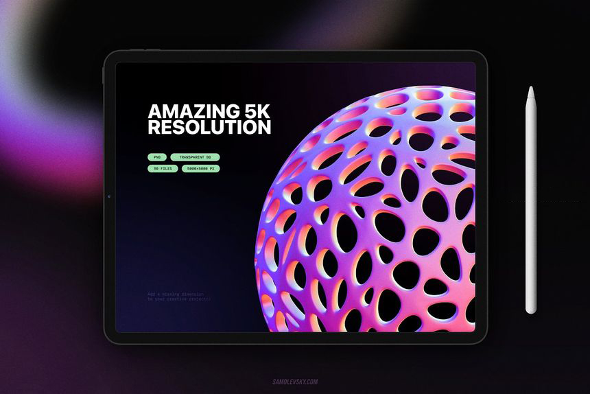 PNG素材-红紫色3D立体几何形状平面设计PNG素材合集 图片素材 sucaiwan.com