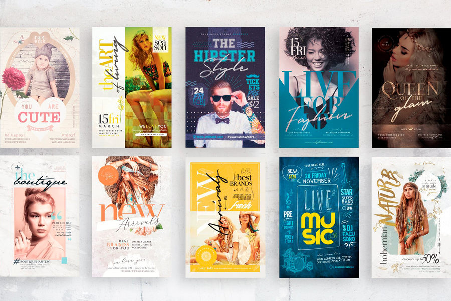 海报模板-100款时尚新潮传单海报PSD设计模板 图片素材 sucaiwan.com