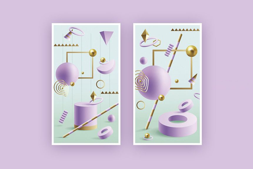 PNG素材-梦幻色3D几何图形元素PNG素材包 图片素材 sucaiwan.com