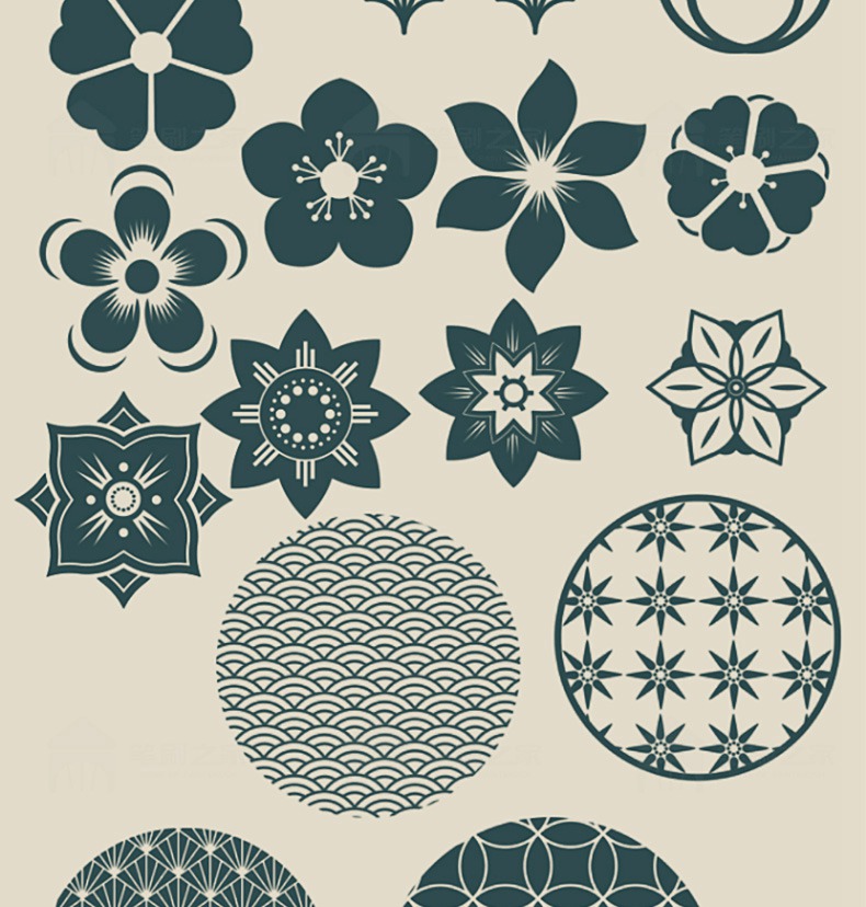 100款新款中国风素材procreate笔刷装饰古风仙鹤扇子祥云烟花纹ps画笔 设计素材 sucaiwan.com