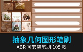 105款简约几何不规则图形装饰ps笔刷Procreate笔刷png免抠图案手绘素材
