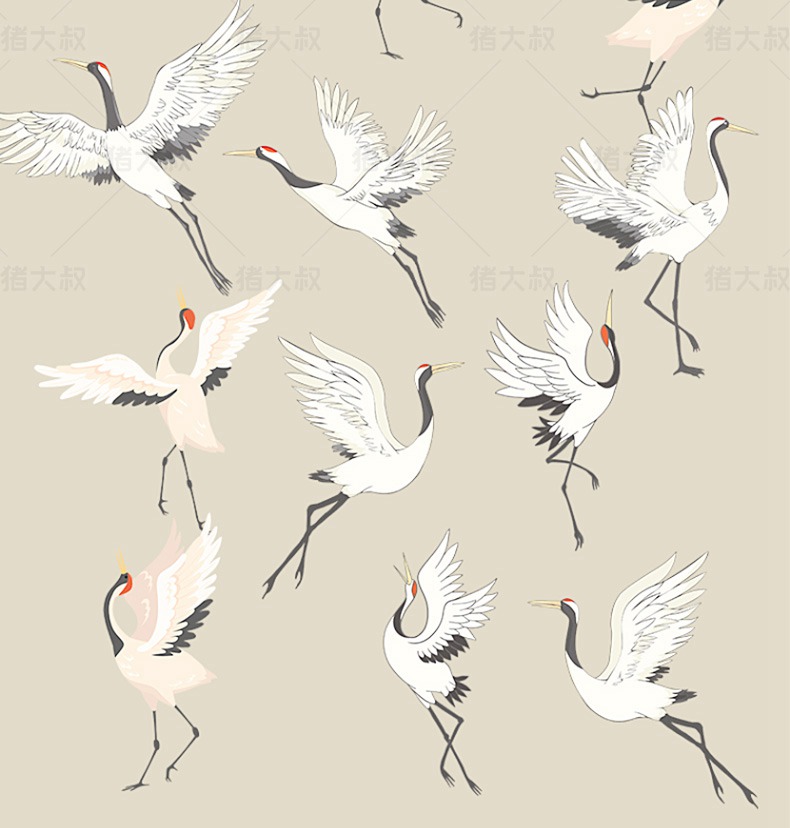 100款新款中国风素材procreate笔刷装饰古风仙鹤扇子祥云烟花纹ps画笔 设计素材 sucaiwan.com