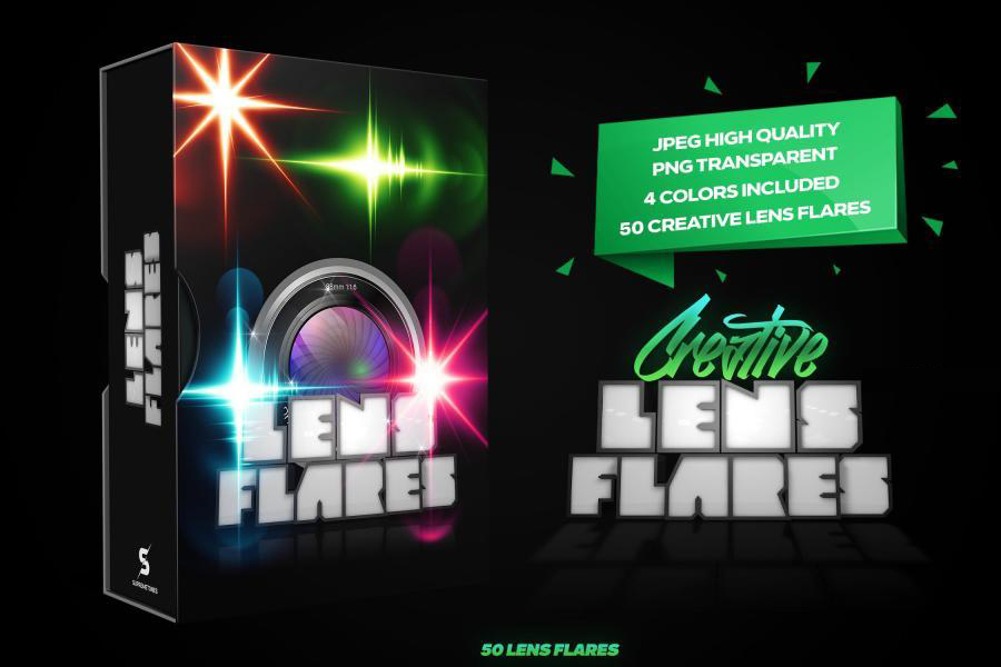 PNG素材-50款创意光学镜头霓虹色灯光闪光光芒效果PNG素材 图片素材 sucaiwan.com