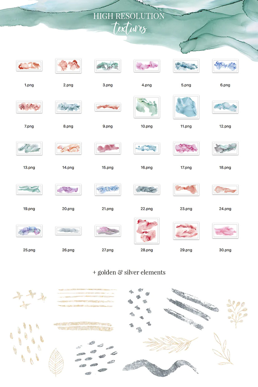 PNG素材-手绘水墨纹理背景PNG素材合集 图片素材 sucaiwan.com