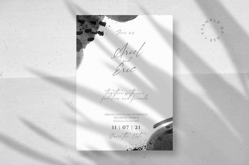 背景素材-黑白色墨水水彩毛笔纹理笔刷形状PNG素材 图片素材 sucaiwan.com