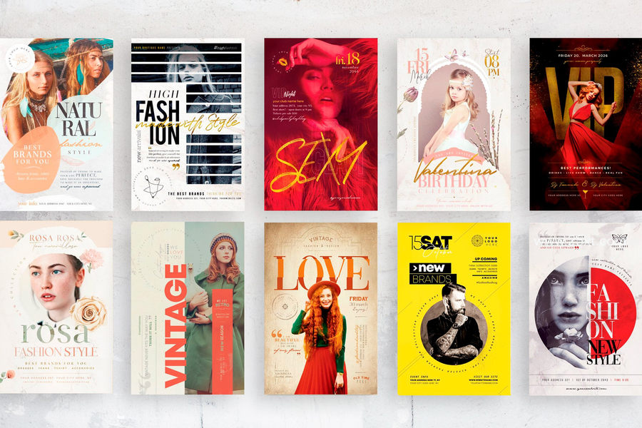 海报模板-100款时尚新潮传单海报PSD设计模板 图片素材 sucaiwan.com