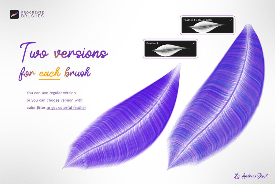 procreate笔刷-梦幻羽毛形状图案笔刷素材 笔刷资源 sucaiwan.com