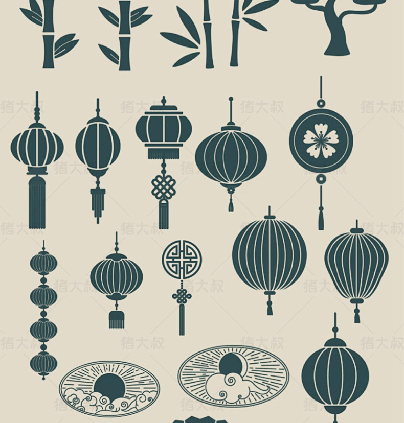 100款新款中国风素材procreate笔刷装饰古风仙鹤扇子祥云烟花纹ps画笔 设计素材 sucaiwan.com