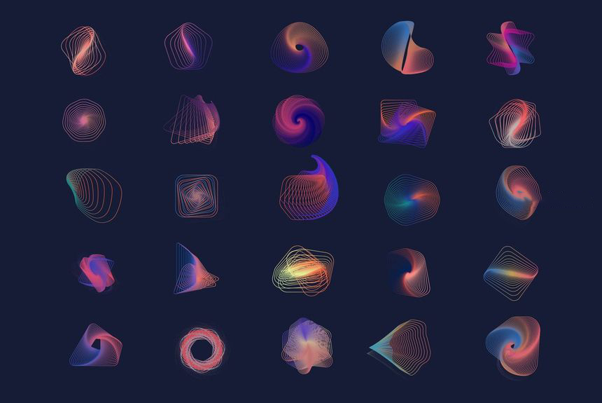 设计素材-3D抽象几何线条造型矢量图形素材 图片素材 sucaiwan.com