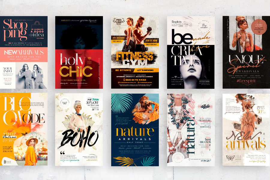 海报模板-100款时尚新潮传单海报PSD设计模板 图片素材 sucaiwan.com