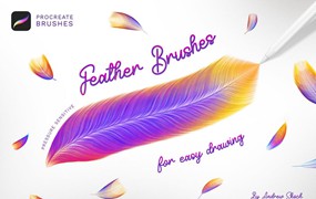procreate笔刷-梦幻羽毛形状图案笔刷素材