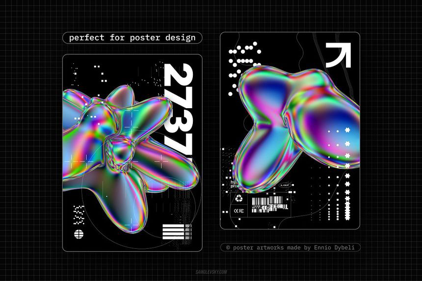 PNG素材-超火高端3D流体有机形状元素PNG素材合集 图片素材 sucaiwan.com