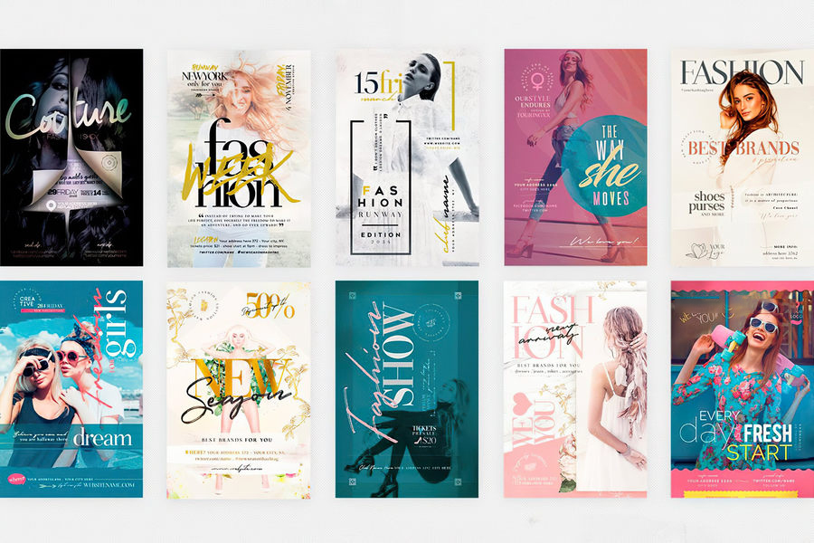 海报模板-100款时尚新潮传单海报PSD设计模板 图片素材 sucaiwan.com