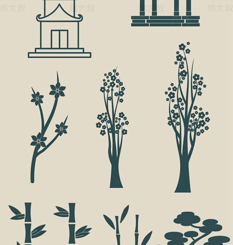 100款新款中国风素材procreate笔刷装饰古风仙鹤扇子祥云烟花纹ps画笔 设计素材 sucaiwan.com