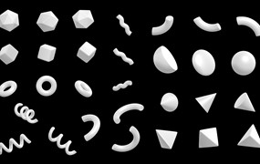 PNG素材-最新抽象几何3D立体图标PSD+PNG格式素材合集