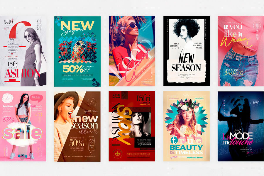 海报模板-100款时尚新潮传单海报PSD设计模板 图片素材 sucaiwan.com