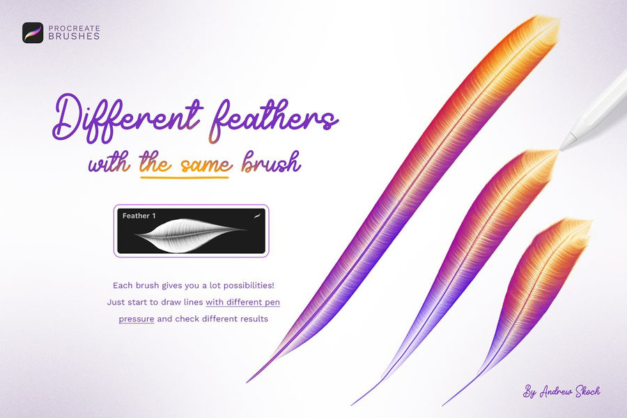 procreate笔刷-梦幻羽毛形状图案笔刷素材 笔刷资源 sucaiwan.com