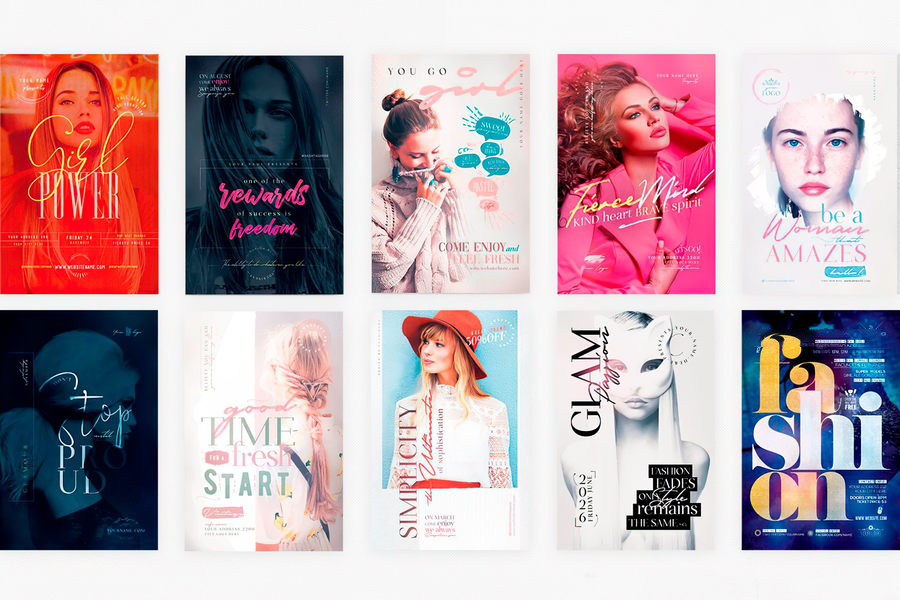 海报模板-100款时尚新潮传单海报PSD设计模板 图片素材 sucaiwan.com