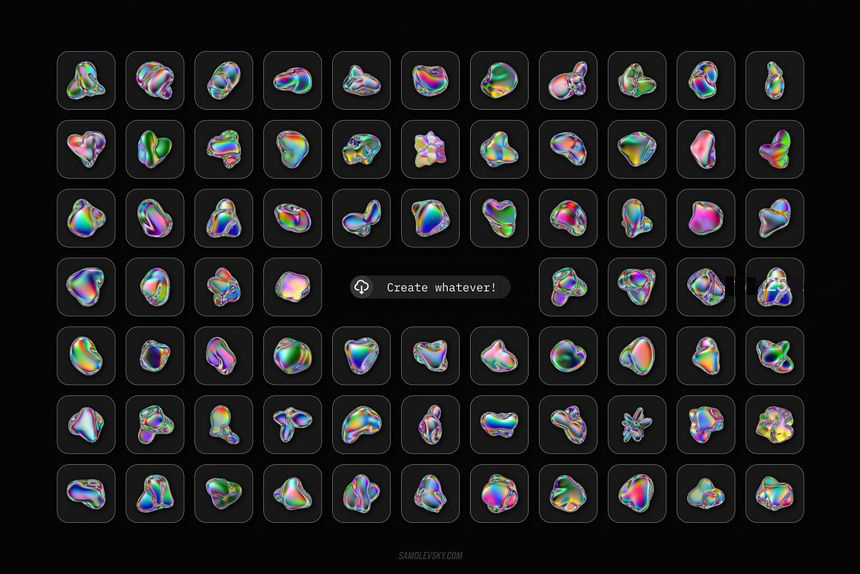 PNG素材-超火高端3D流体有机形状元素PNG素材合集 图片素材 sucaiwan.com