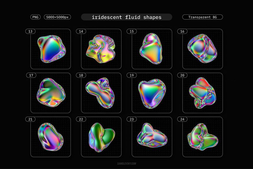 PNG素材-超火高端3D流体有机形状元素PNG素材合集 图片素材 sucaiwan.com