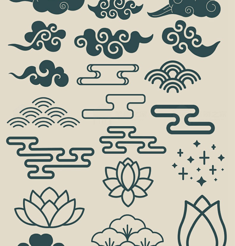 100款新款中国风素材procreate笔刷装饰古风仙鹤扇子祥云烟花纹ps画笔 设计素材 sucaiwan.com