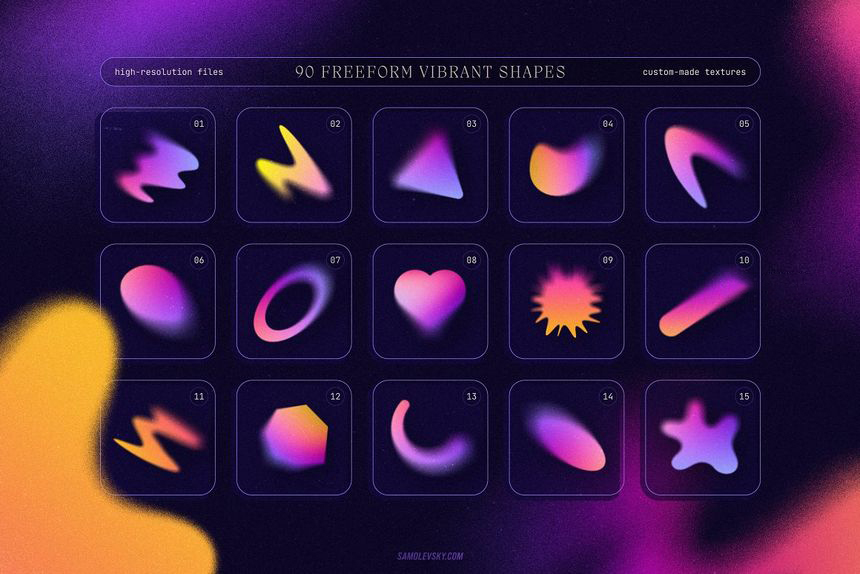 PNG素材-渐变颗粒纹理质感形状图形PNG元素 图片素材 sucaiwan.com