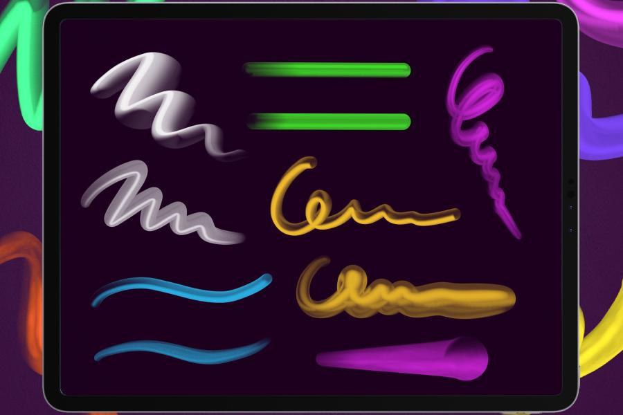 Procreate笔刷-3D立体的彩色艺术涂鸦文字笔刷素材 笔刷资源 sucaiwan.com