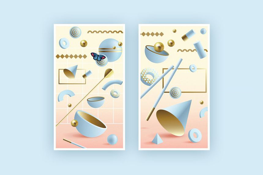 PNG素材-梦幻色3D几何图形元素PNG素材包 图片素材 sucaiwan.com