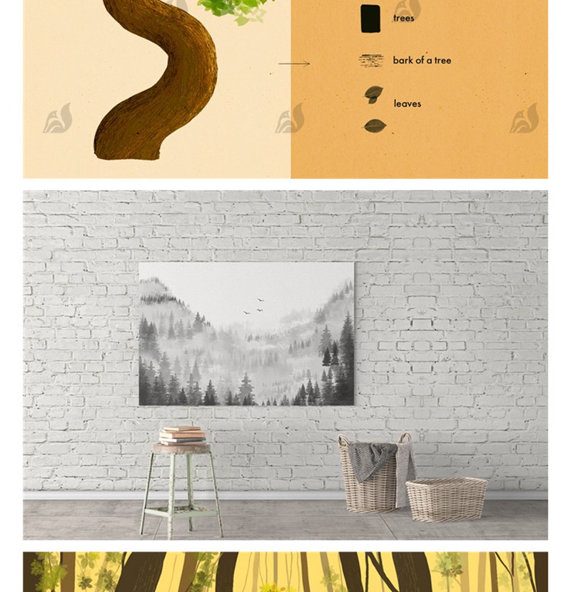 34款森林剪影植物树叶灌木花朵草外景水墨插画手绘基础ps笔刷绘画素材 笔刷资源 sucaiwan.com