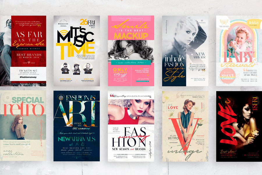 海报模板-100款时尚新潮传单海报PSD设计模板 图片素材 sucaiwan.com