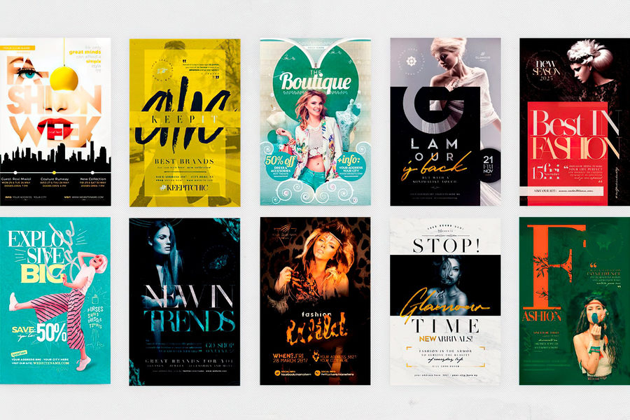 海报模板-100款时尚新潮传单海报PSD设计模板 图片素材 sucaiwan.com