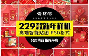 229款虎年春节对联春联红包元宝节日喜庆场景VI智贴图样机psd素材模板