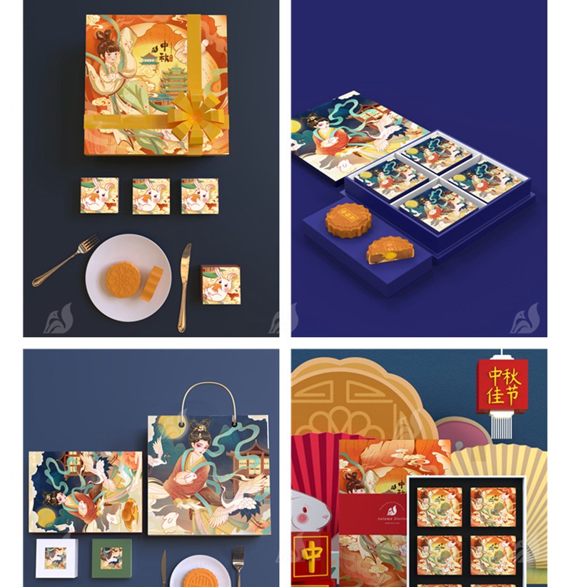 101款高端品牌样机中国风中秋月饼礼盒国潮盒子包装VI贴图PSD设计素材 图片素材 sucaiwan.com