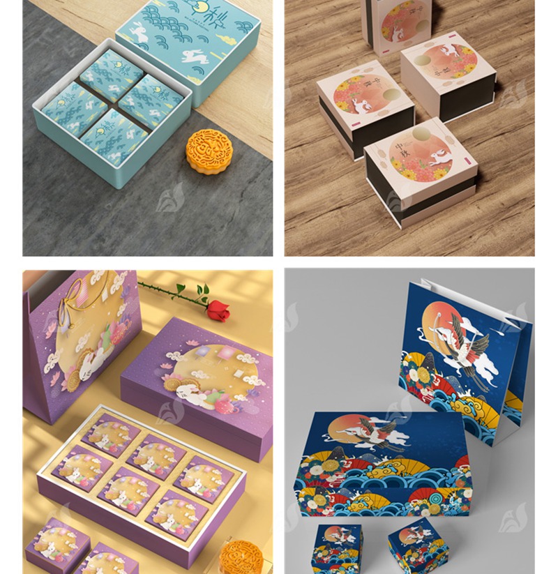 101款高端品牌样机中国风中秋月饼礼盒国潮盒子包装VI贴图PSD设计素材 图片素材 sucaiwan.com