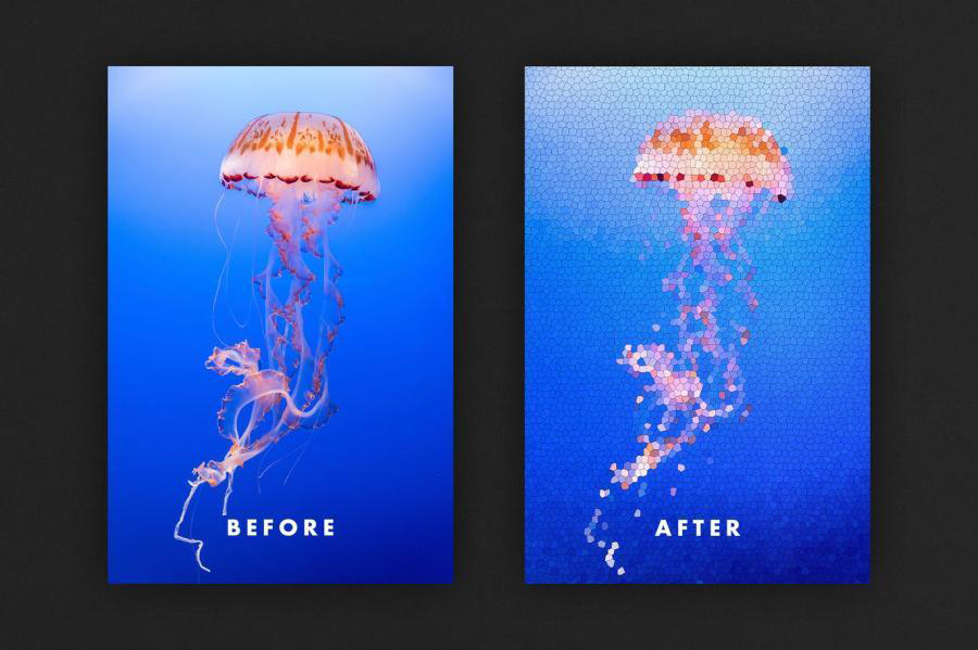 PSD模板-马赛克拼图照片效果PSD图层样式模板 图片素材 sucaiwan.com