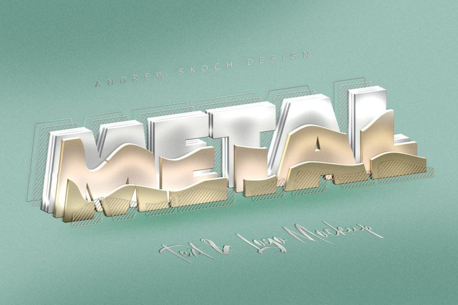 PSD模板-3D立体金属质感文字效果PS样机 图片素材 sucaiwan.com