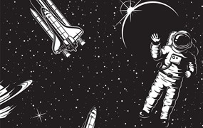 2张太空宇宙无缝填充图案，AI源文件