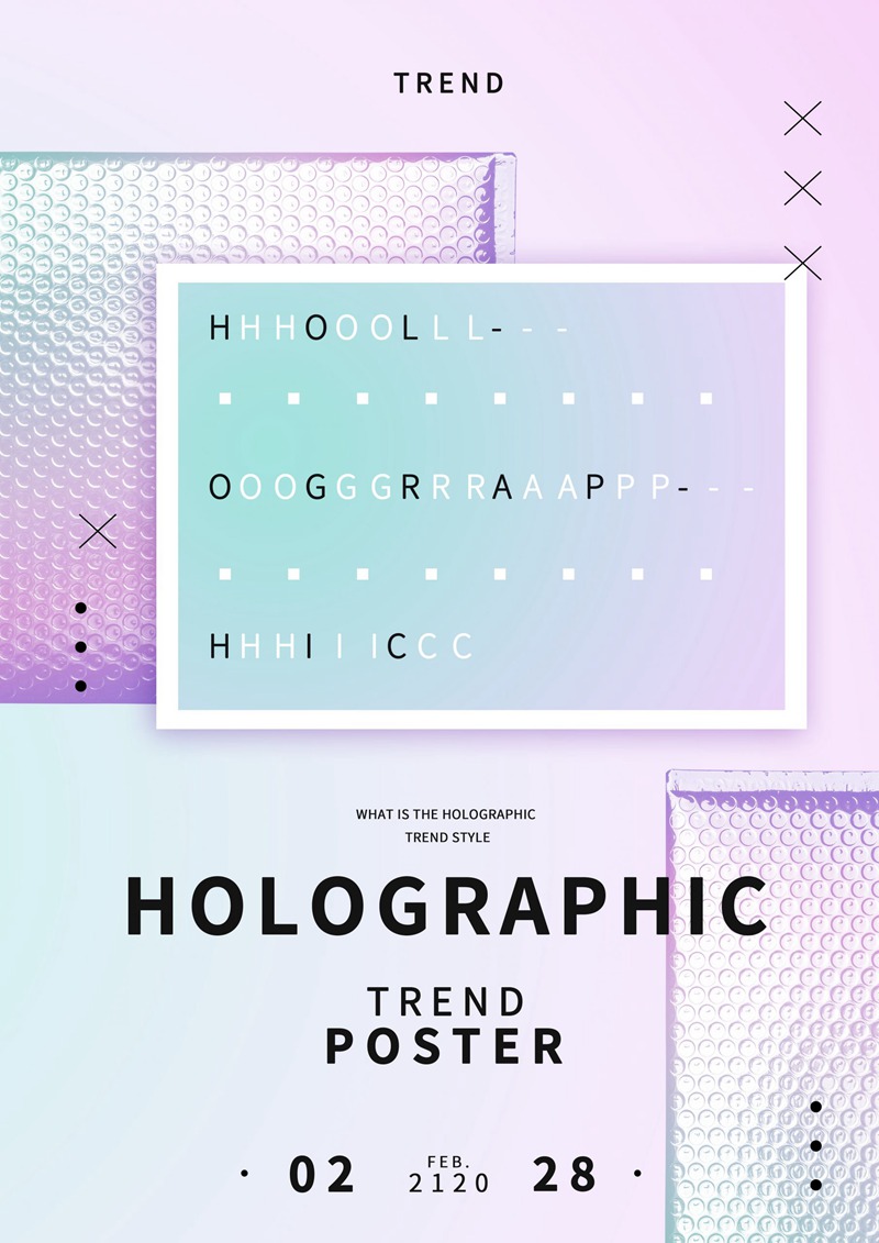 梦幻几何渐变全息光影海报展PSD模板 图片素材 sucaiwan.com