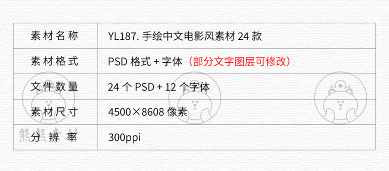 24款手绘中文电影风海报婚纱写真摄影楼后期文字排版设计PSD模板素材 图片素材 sucaiwan.com