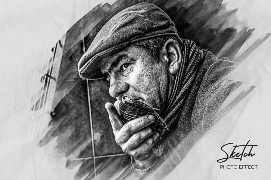 PSD模板-一键将照片处理成铅笔素描效果PS样机模板 图片素材 sucaiwan.com