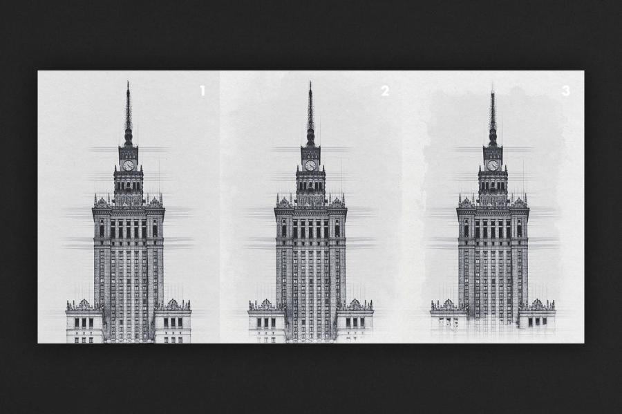 PSD模板-将建筑照片一键生成素描海报效果PSD样机模板 图片素材 sucaiwan.com