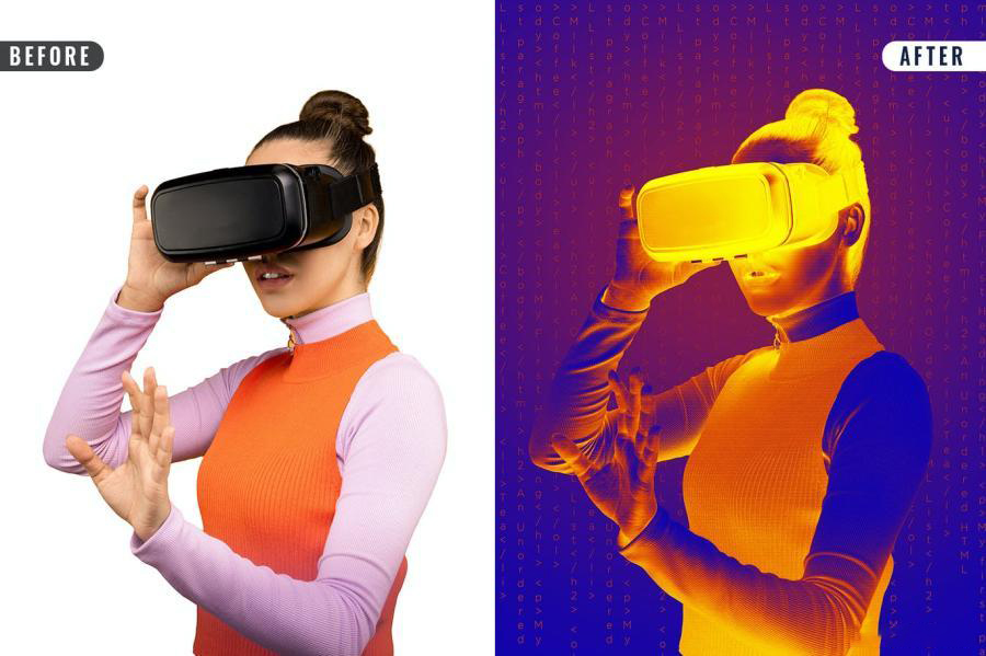 PSD模板-将照片处理成科技AI扫描仪效果PSD滤镜样机模板 图片素材 sucaiwan.com