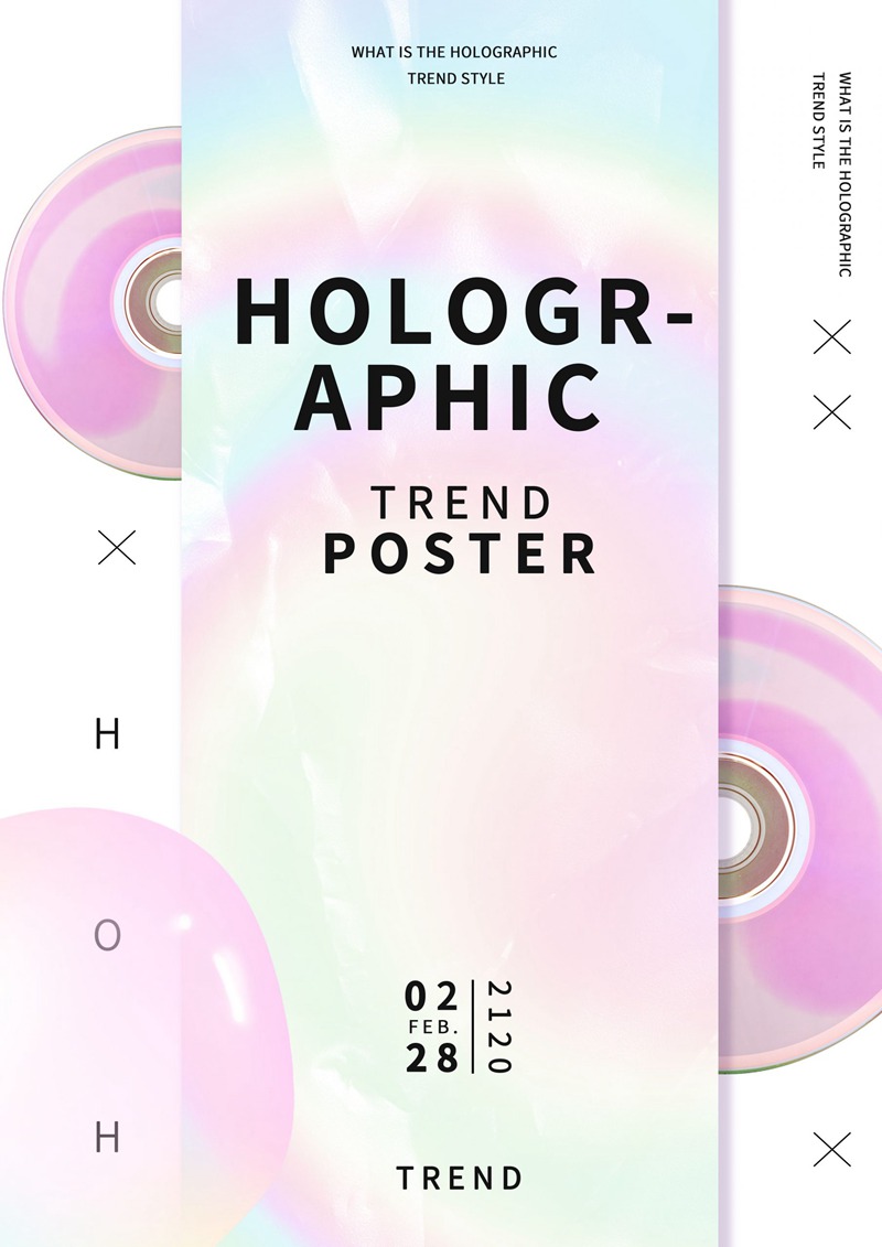 梦幻几何渐变全息光影海报展PSD模板 图片素材 sucaiwan.com