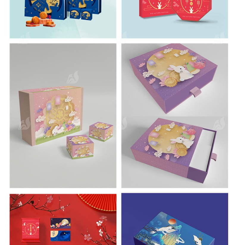 101款高端品牌样机中国风中秋月饼礼盒国潮盒子包装VI贴图PSD设计素材 图片素材 sucaiwan.com