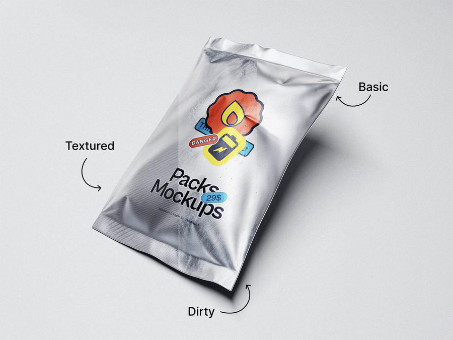 样机模板-金属银色铝膜质感品牌包装设计PSD样机模板 图片素材 sucaiwan.com