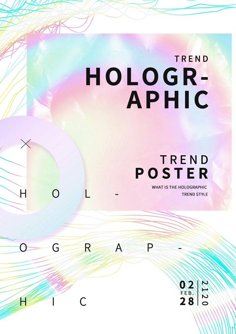 梦幻几何渐变全息光影海报展PSD模板 图片素材 sucaiwan.com