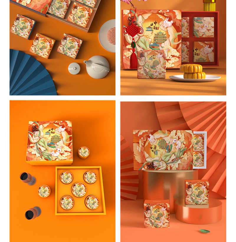 101款高端品牌样机中国风中秋月饼礼盒国潮盒子包装VI贴图PSD设计素材 图片素材 sucaiwan.com