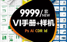 9999套企业视觉识别品牌vi手册模板AI作品集作业CDR设计PSD样机ID素材