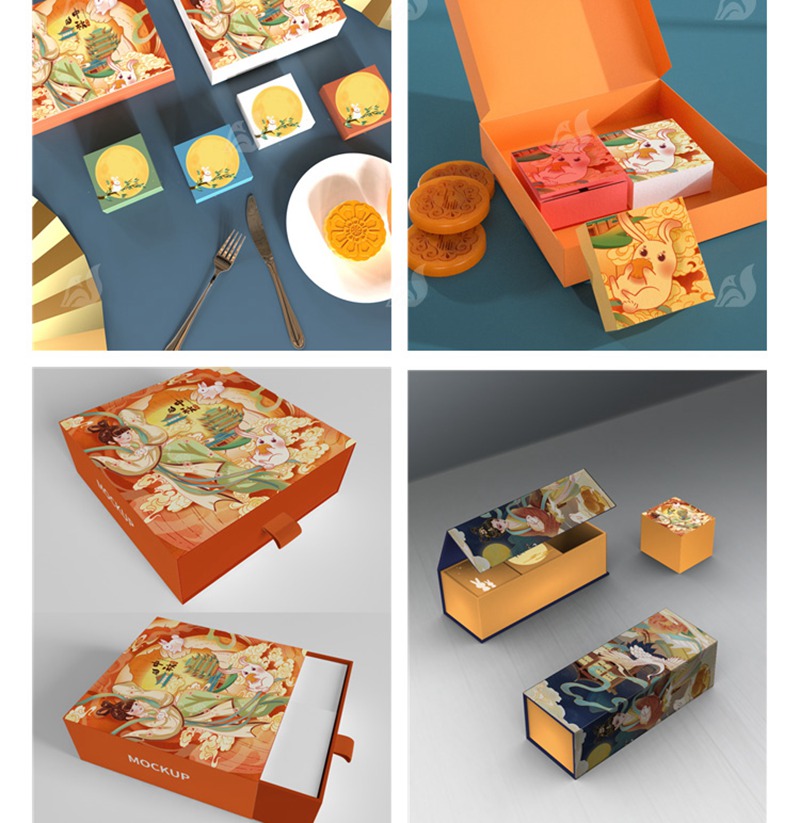 101款高端品牌样机中国风中秋月饼礼盒国潮盒子包装VI贴图PSD设计素材 图片素材 sucaiwan.com
